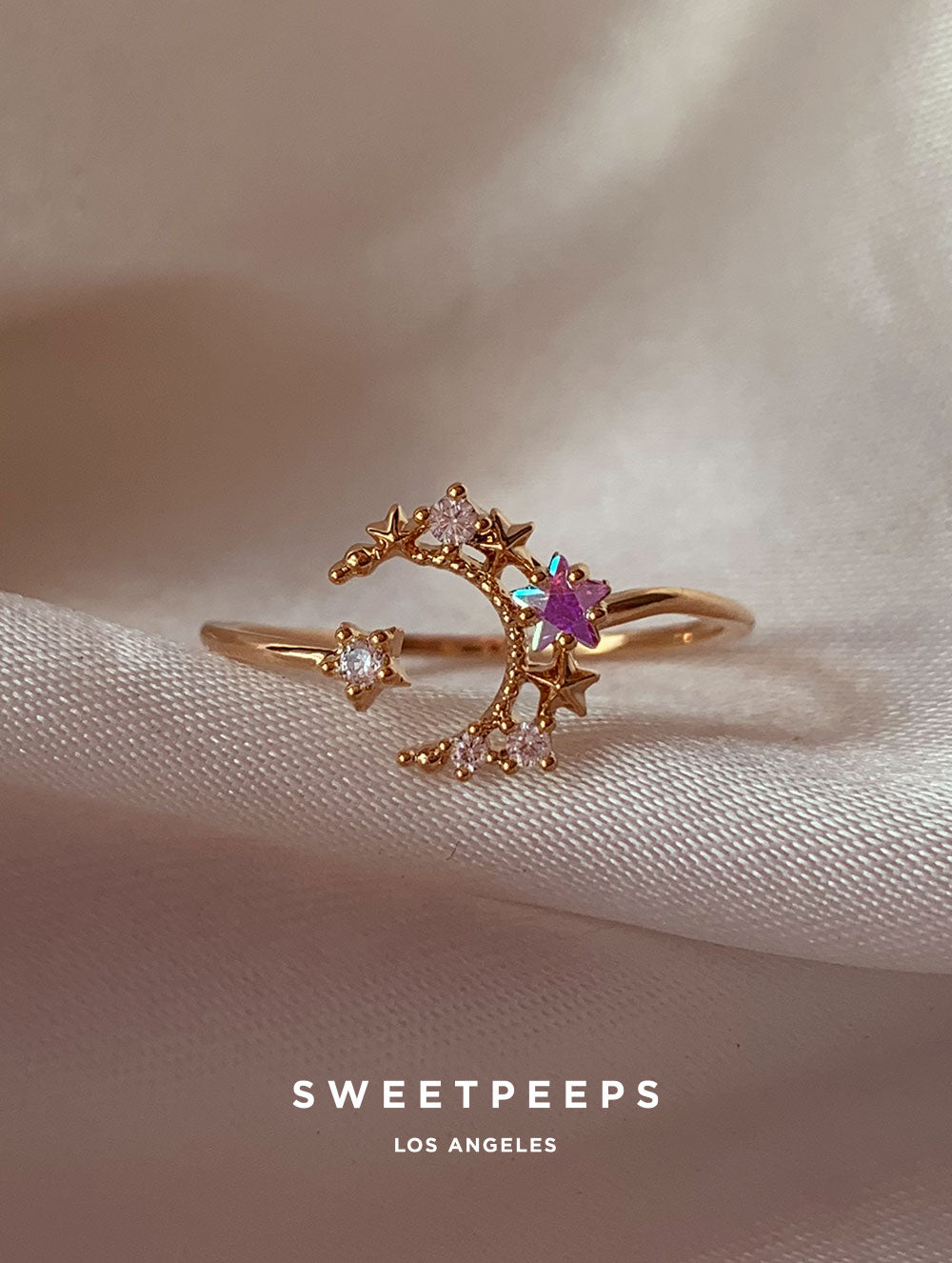 Celestial Moon Holographic Ring