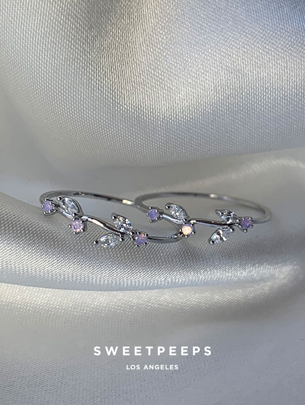 Delicate Single Branch Leaf Ring - Silver
