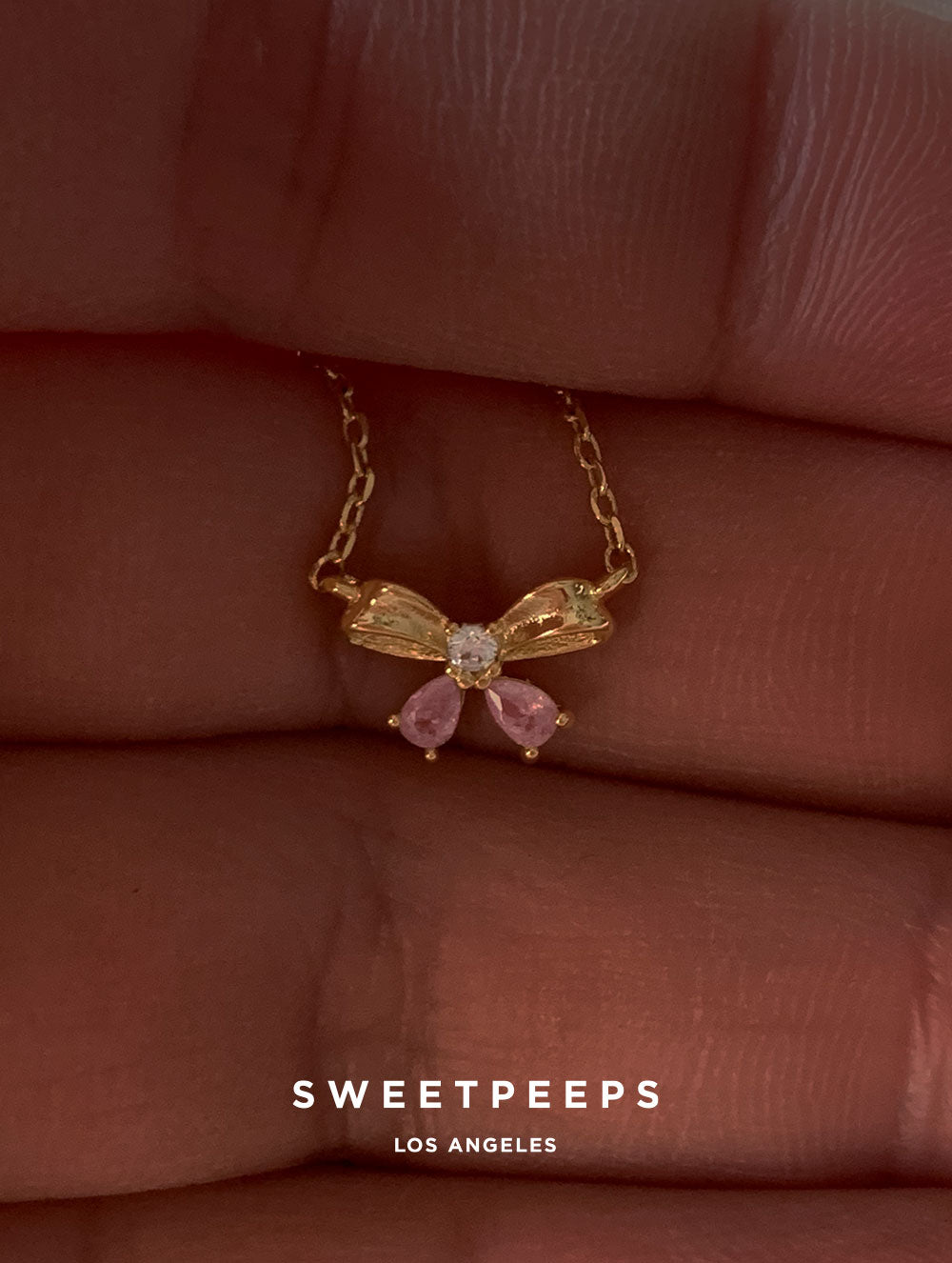 Baby Pink Bow Necklace
