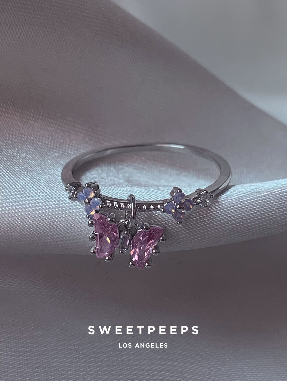 Maggie Butterfly Charm Ring - Silver