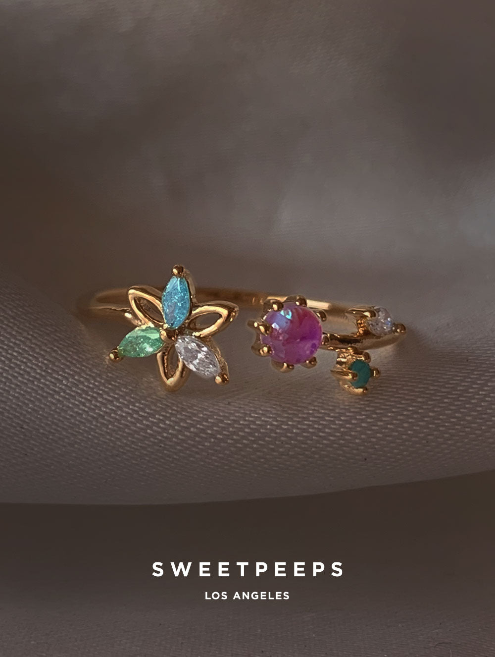 Lilith Teals Petal Ring