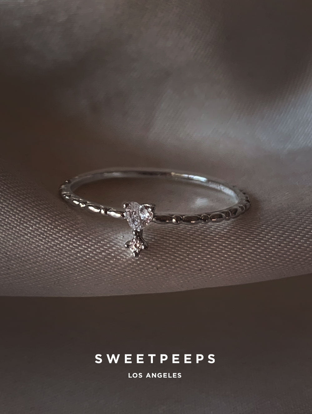 Mariana Delicate Heart Ring - Silver