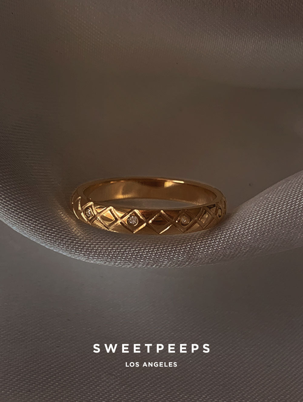 Quilted Crystal Band Ring