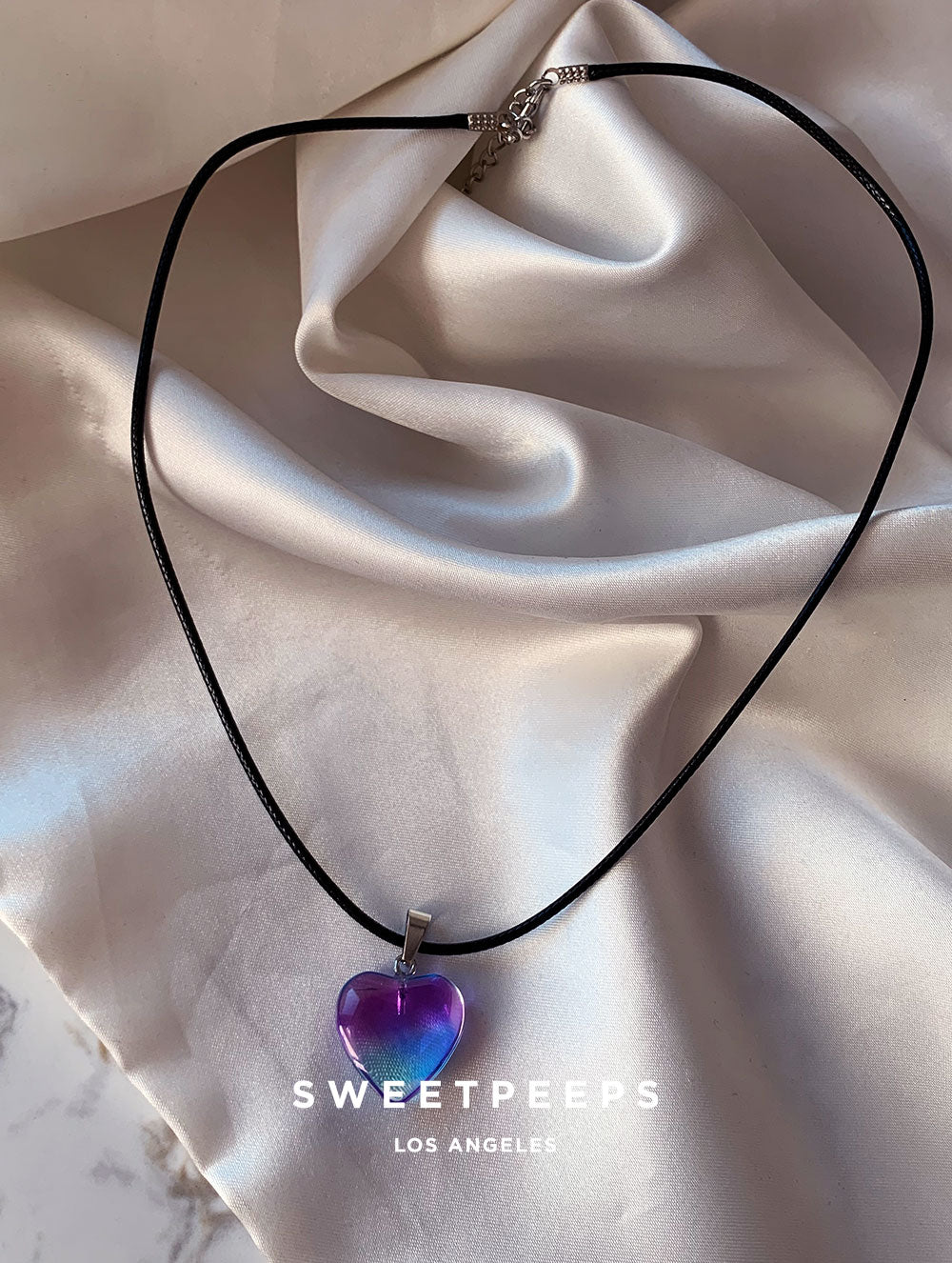 Midnight Heart Black Cord Necklace