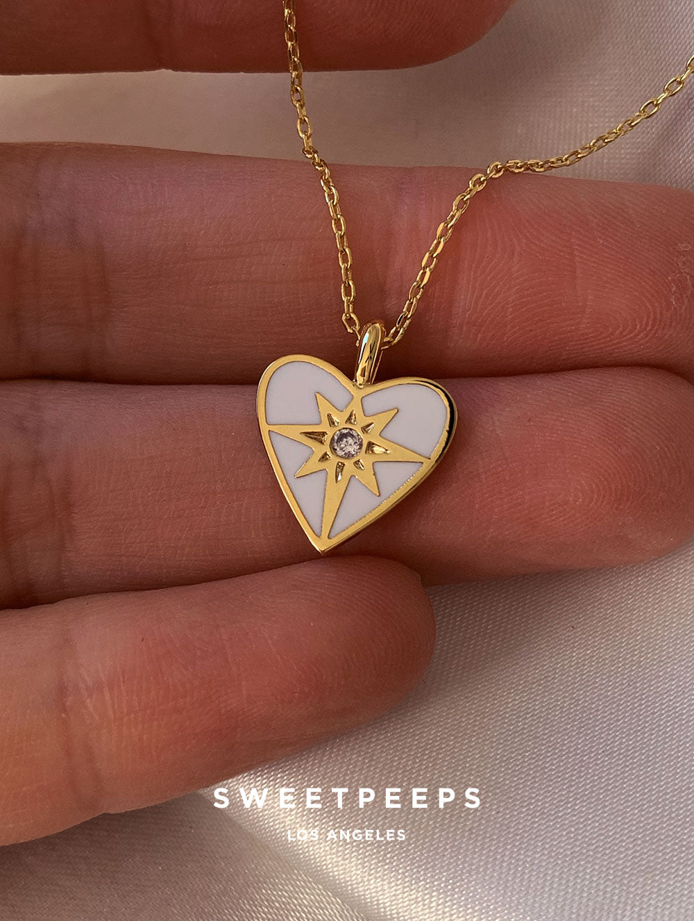 Heart Rays Gold Necklaceb