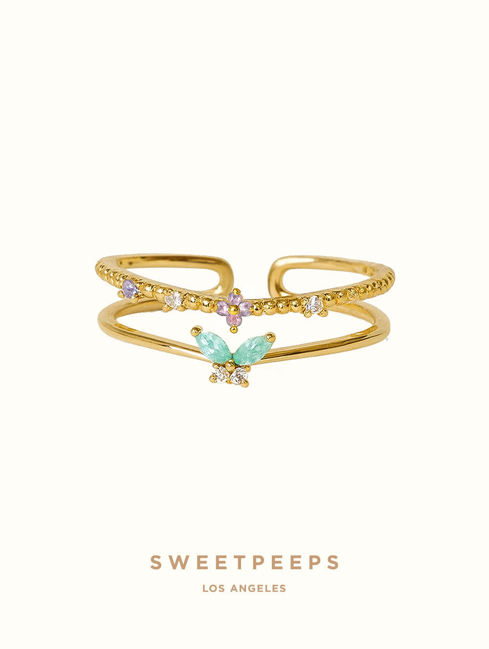 Mint Pastel Butterfly Ring