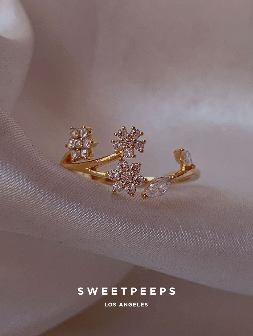 Morgan Crystal Leaves Ring