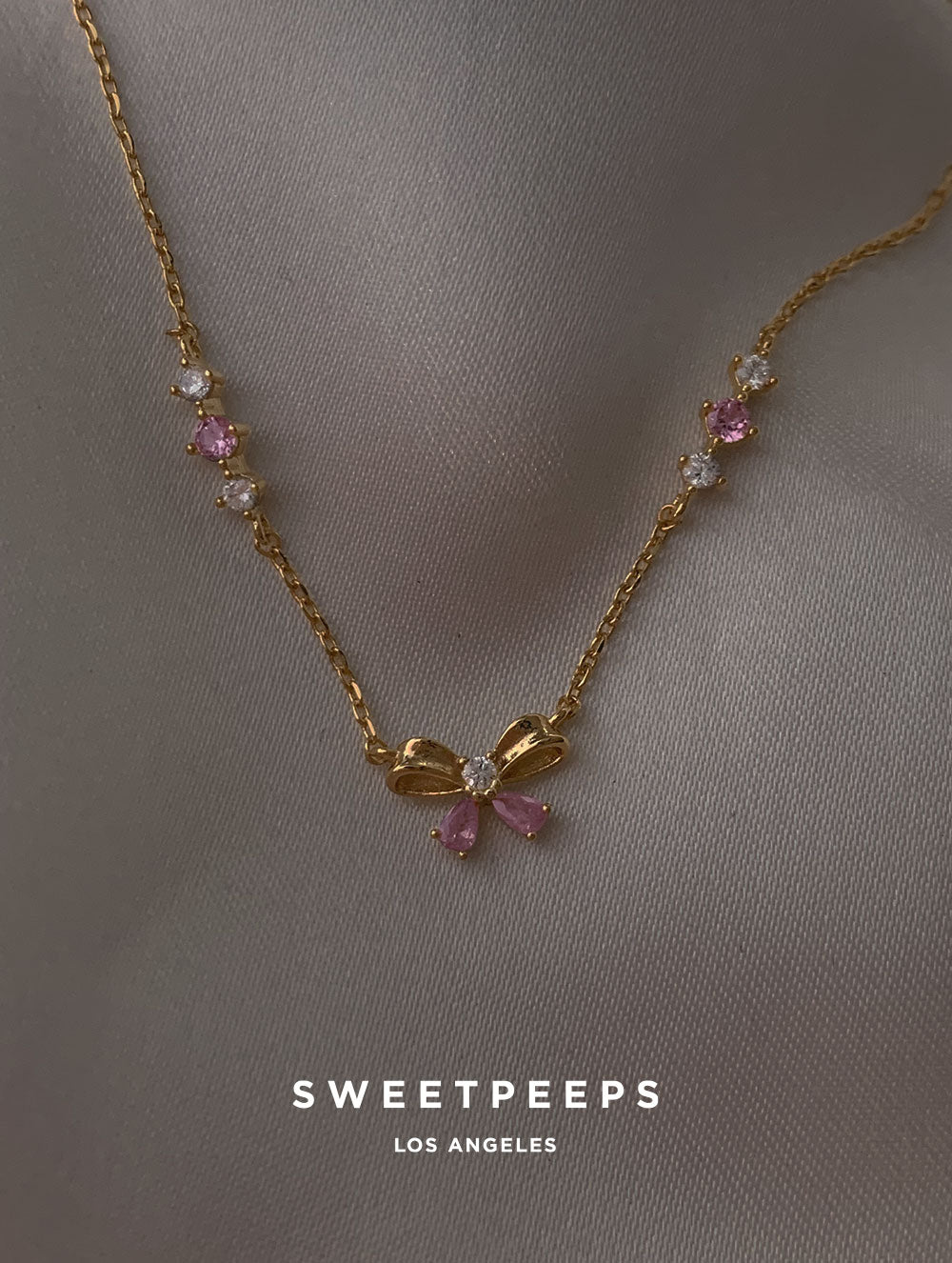 Baby Pink Bow Necklace