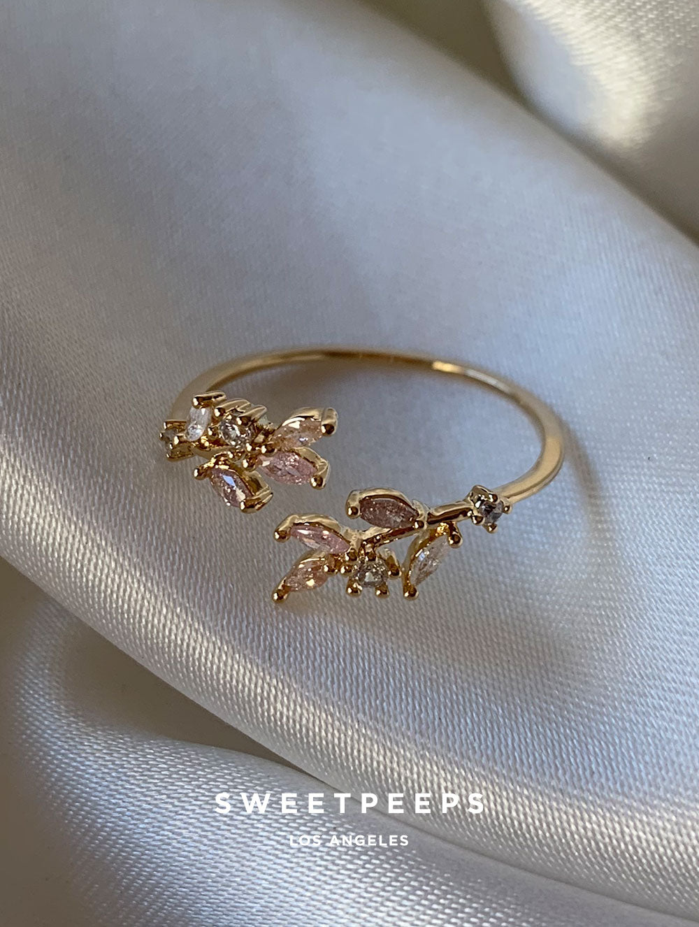 Lucinda Pastel Pink Leaf Ring