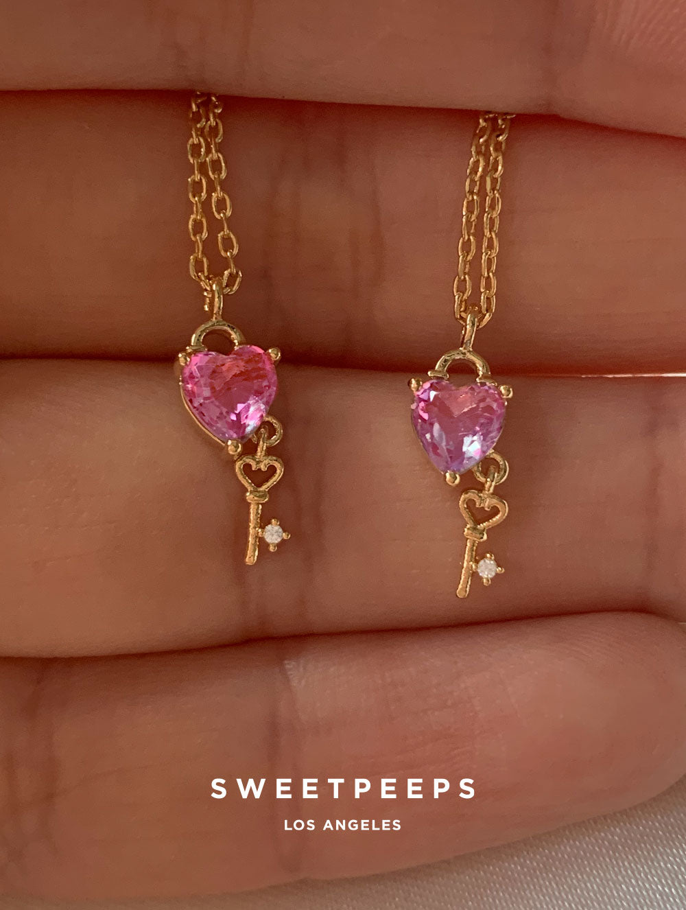 Key To My Heart Pink Necklace