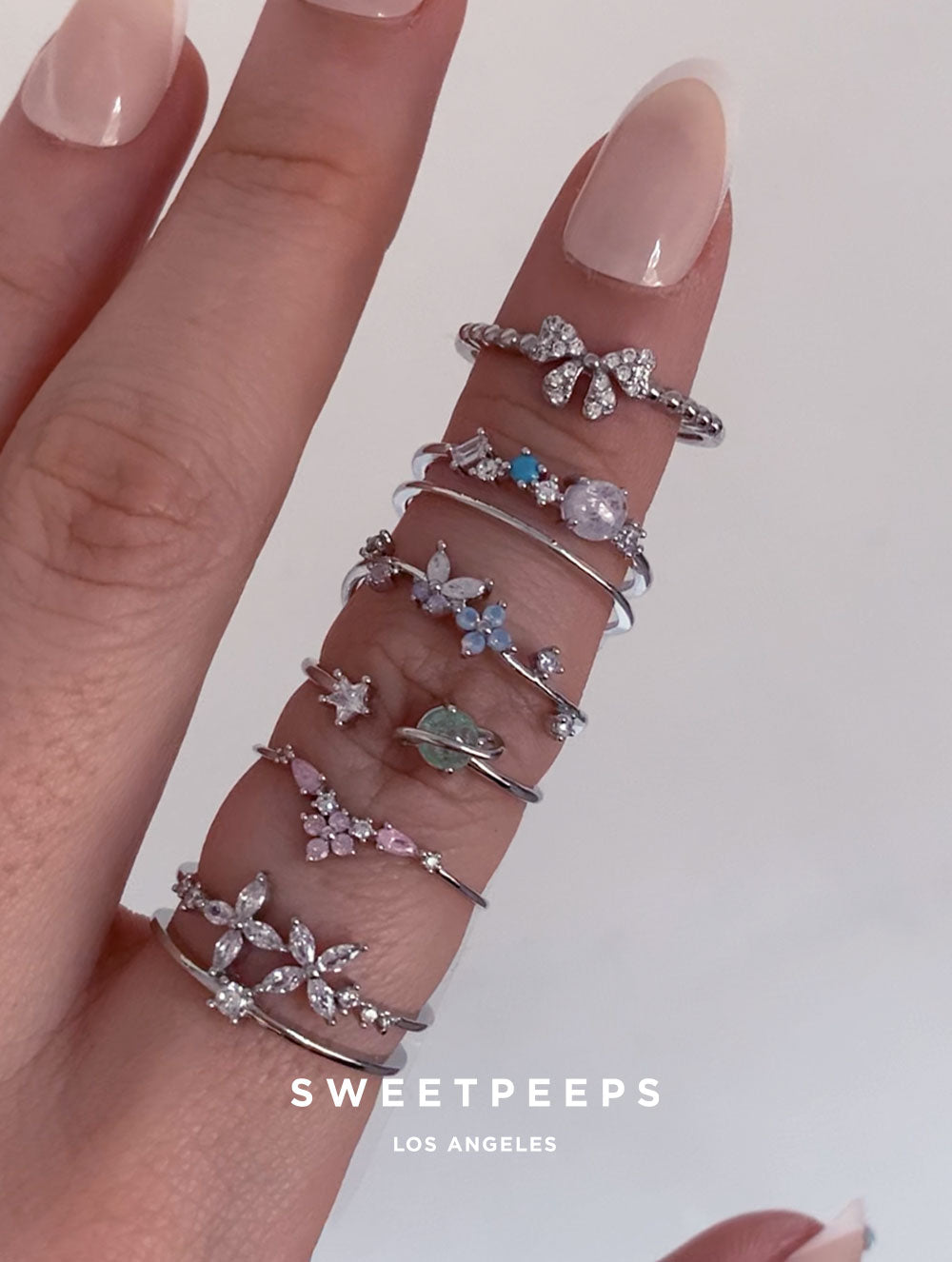 Silver Spiral Flower Ring