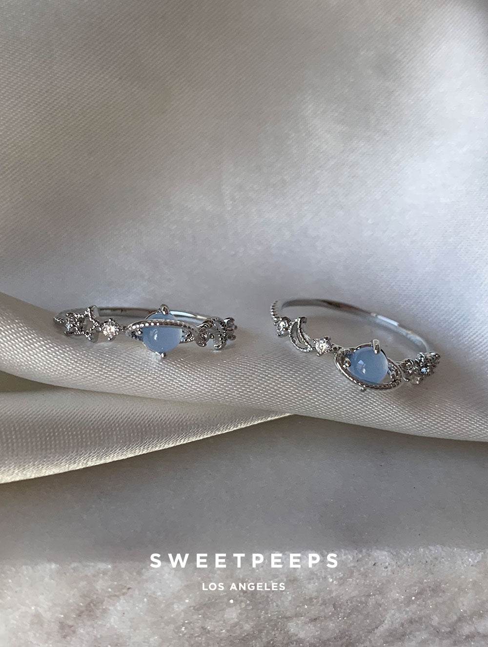 Silver Blue Saturn Mood Ring