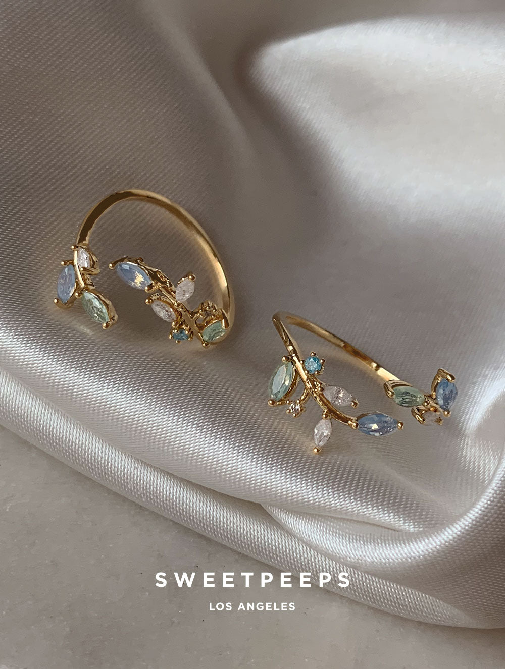 Midnight Blue Leaf Ring