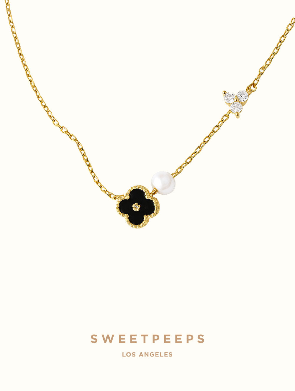 Sloane Tiny Black Clover Necklace