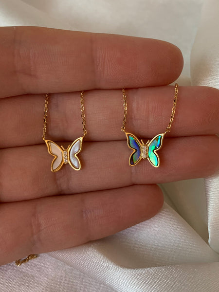 Gold opal shop butterfly necklace