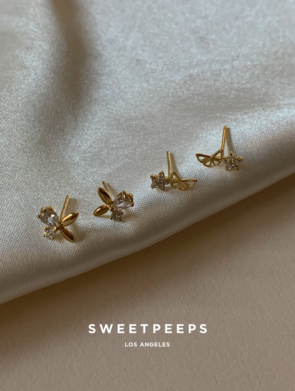 Sterling Silver Tiny Butterfly Stud Set
