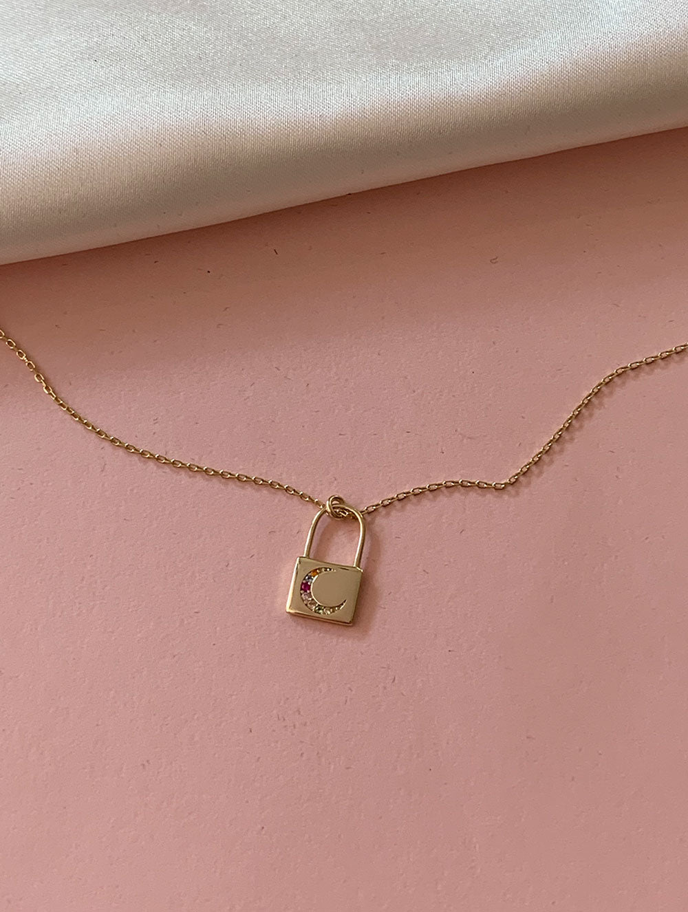 Sterling Silver Crescent Lock Necklace