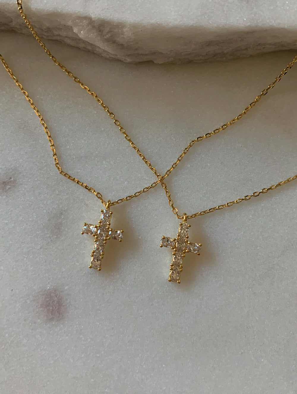 Tiny Diamond Cross Necklace