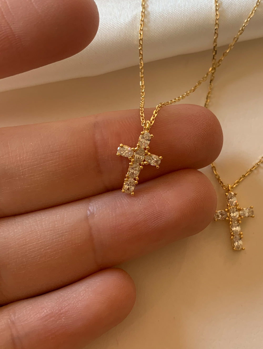 Tiny Diamond Cross Necklace