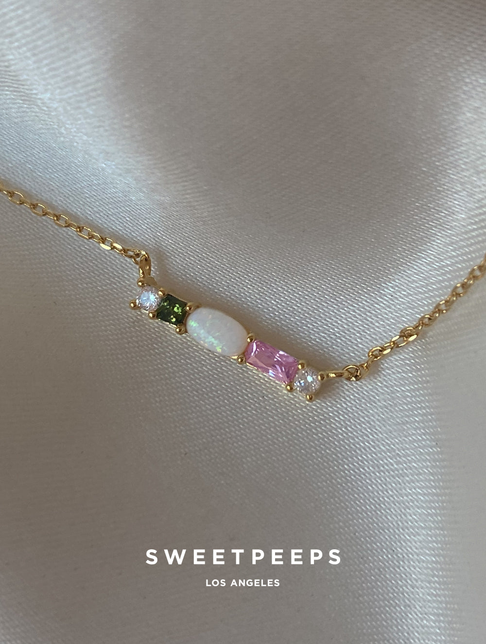 Opal Gems Bar Necklace
