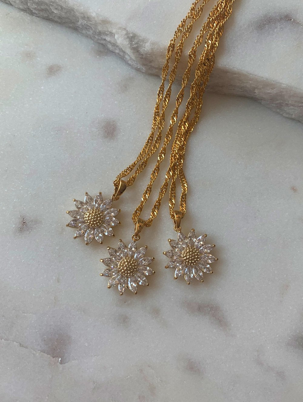 Gold Filled Sunflower Necklace (NS)