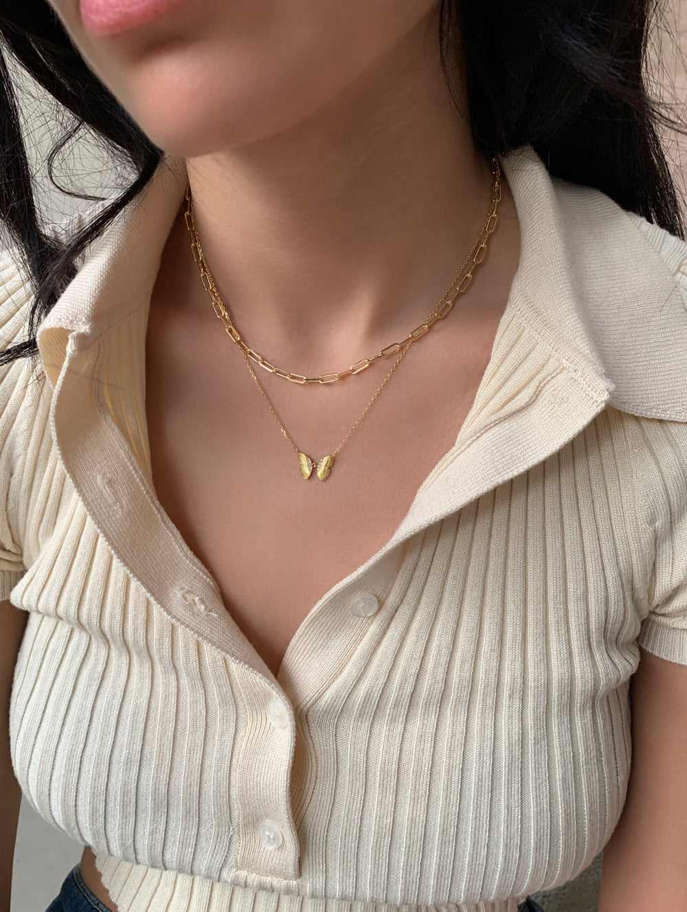 18K Gold Dipped Tiny Butterfly Necklace