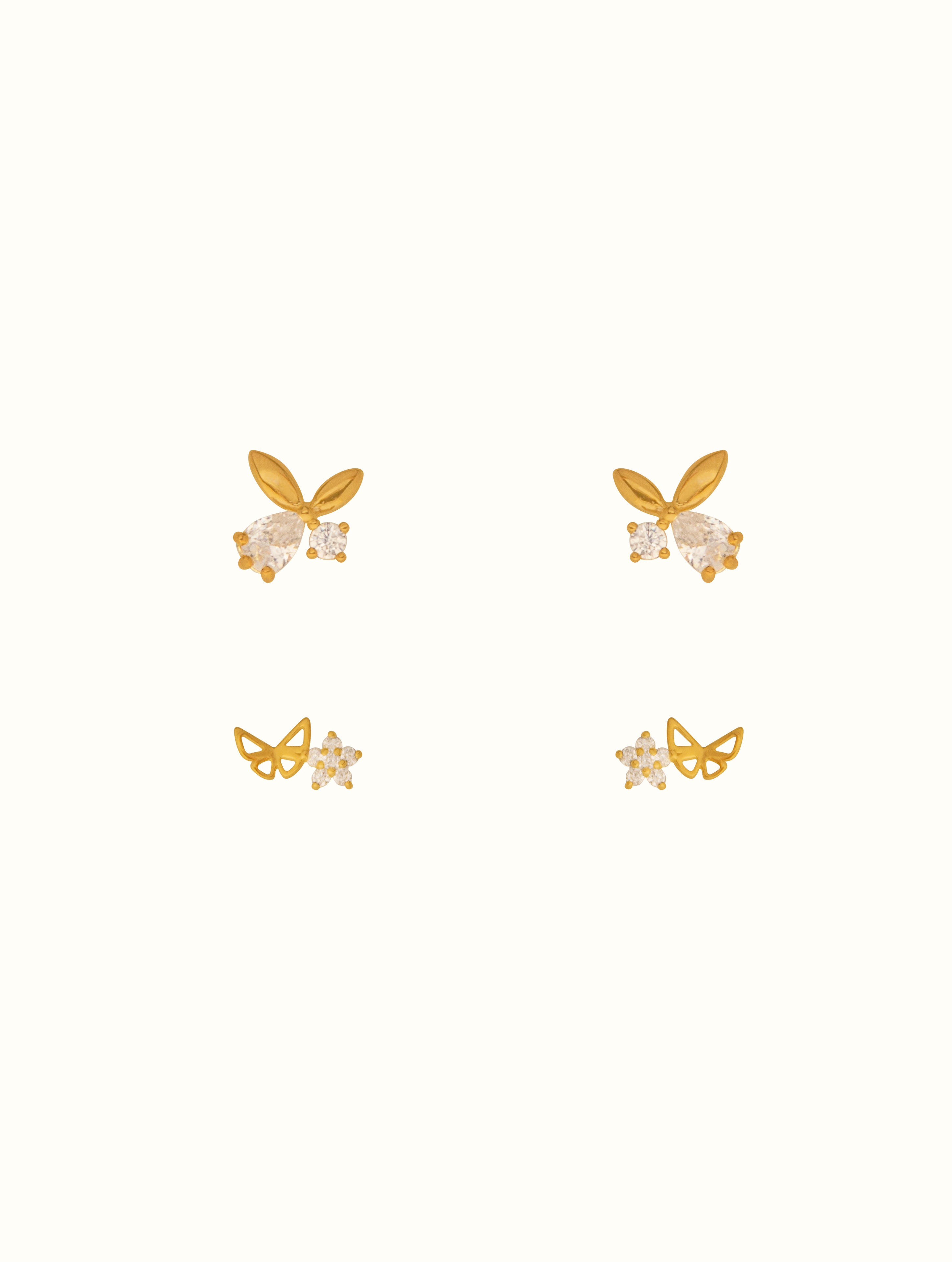 Sterling Silver Tiny Butterfly Stud Set