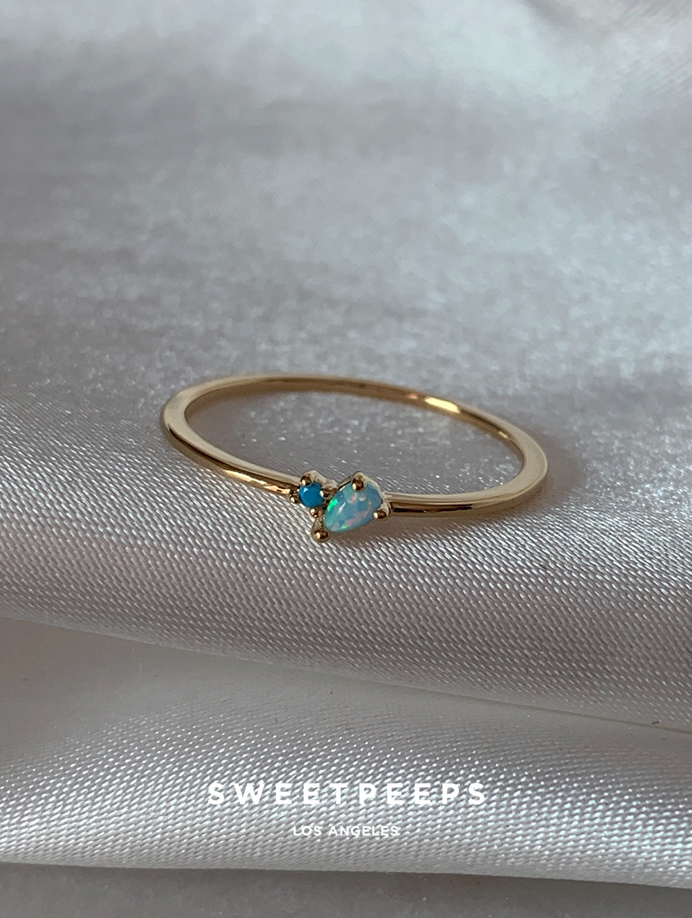 Indigo Minimal Opal Ring look