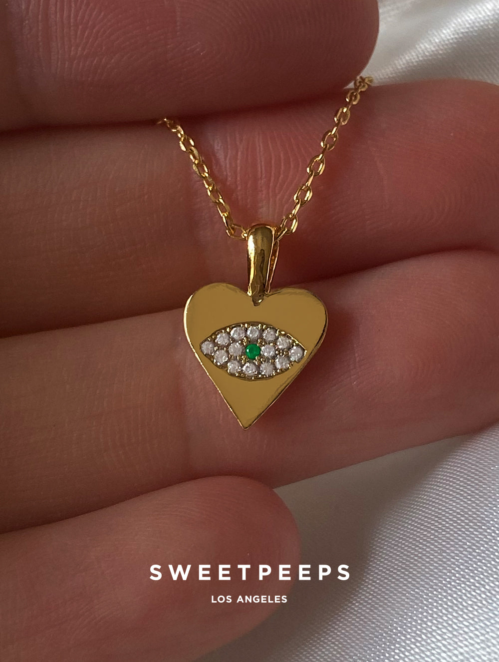 Green Eye Heart Necklace (Green Heart)