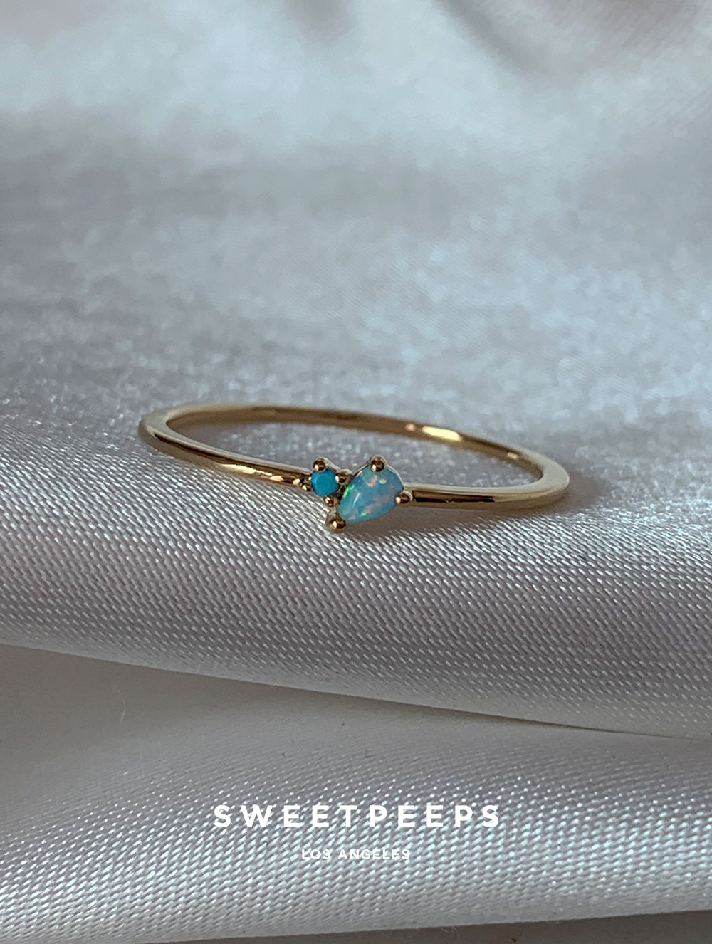 Indigo Minimal Opal Ring look