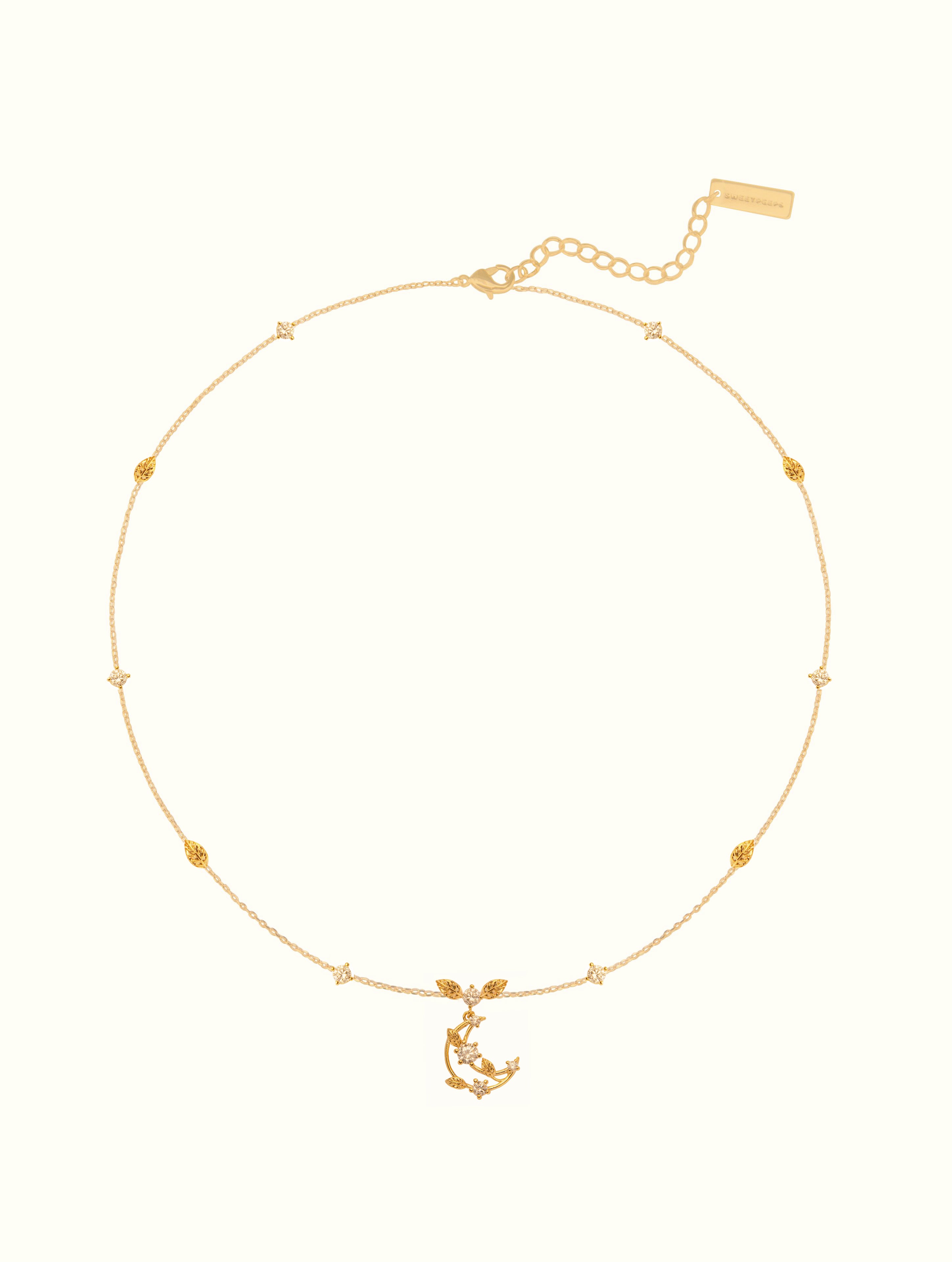 Crescent Jewel Leaf Choker