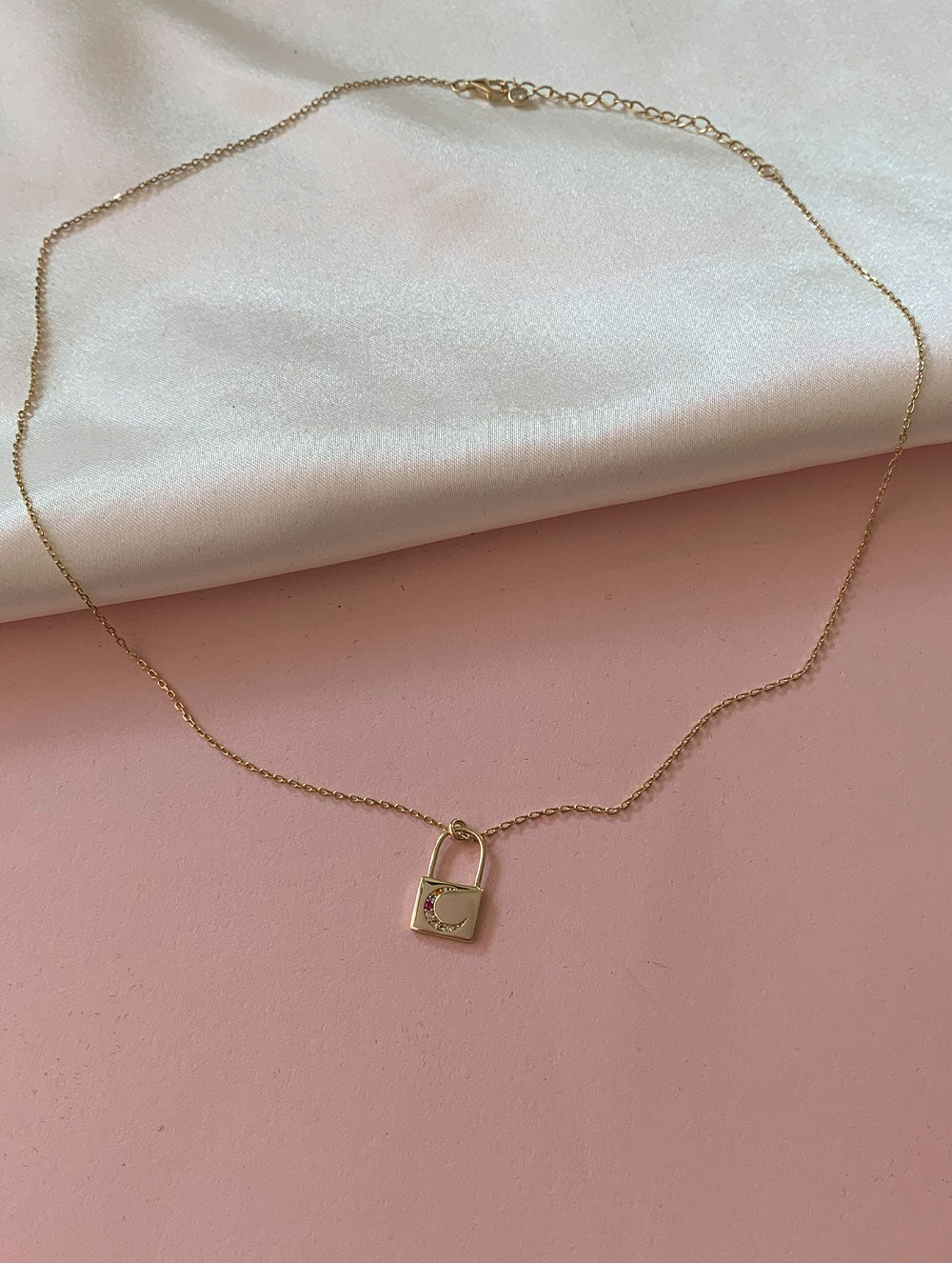 Sterling Silver Crescent Lock Necklace
