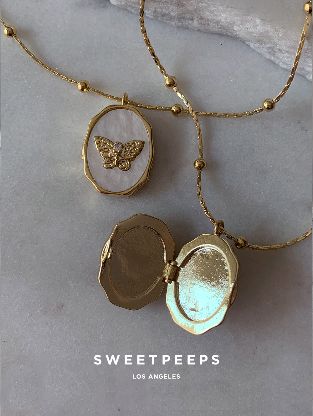 Pearl Butterfly Locket Necklace (Locket)