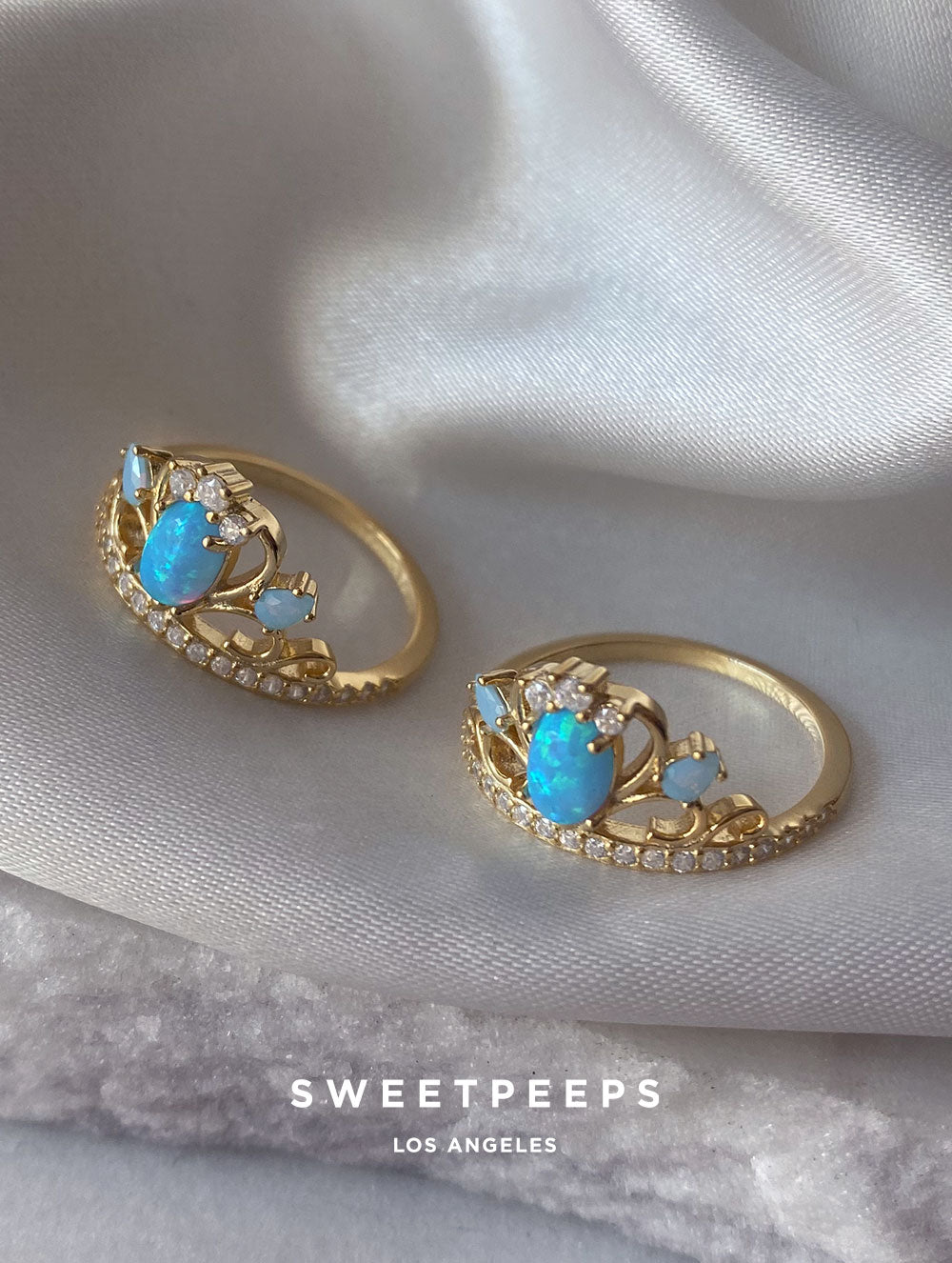 Oval Blue Crown Ring