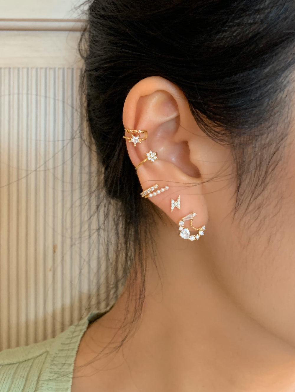 Jewel Encrusted Crescent Studs