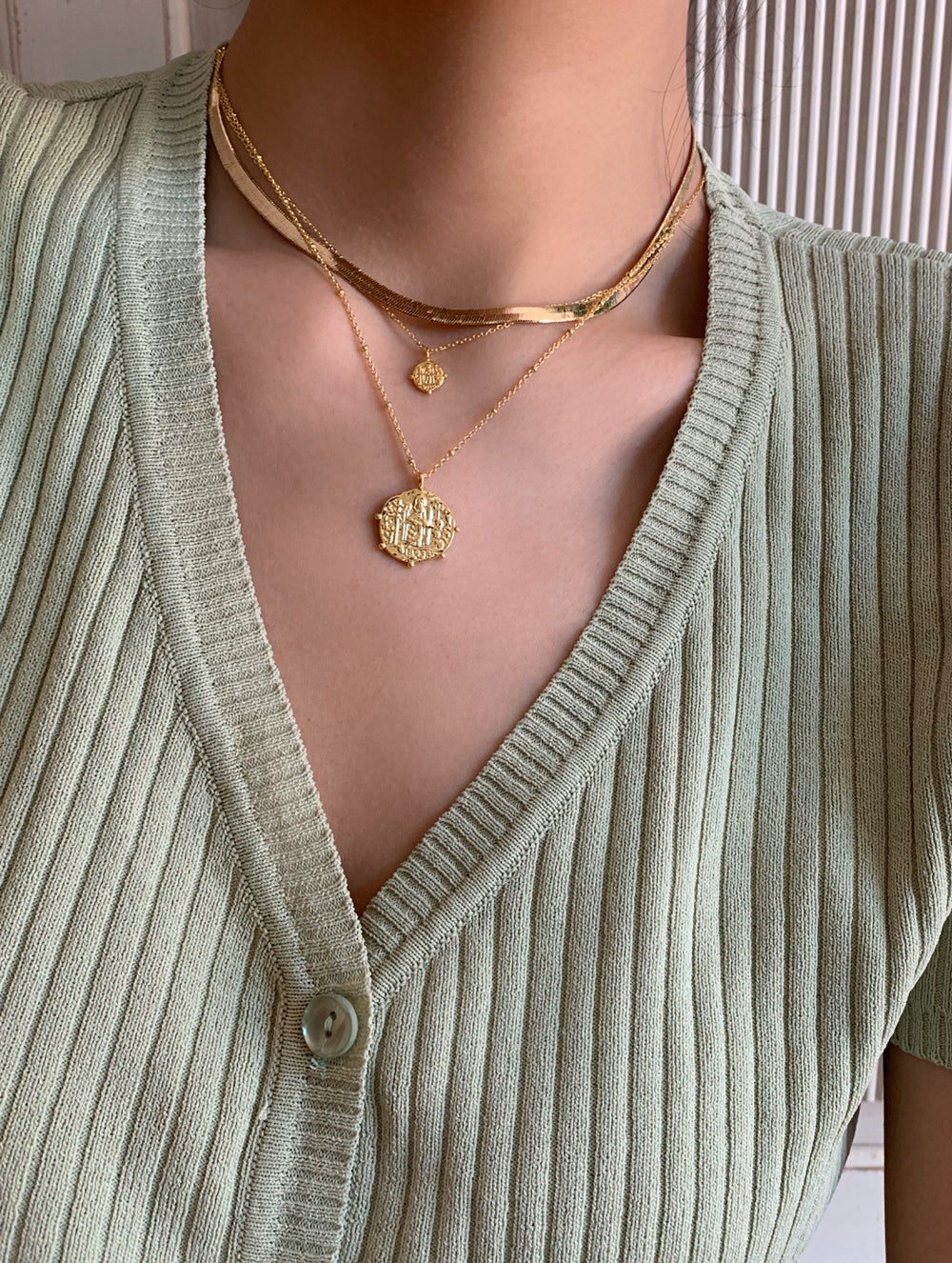 18K Gold Dipped Layered Coin Necklace