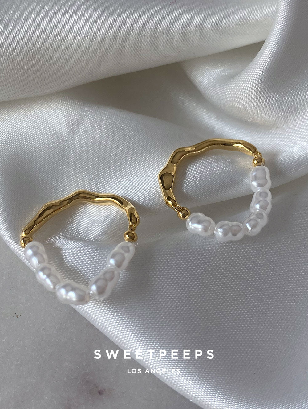 Pearl Shell Beaded Gold Ring