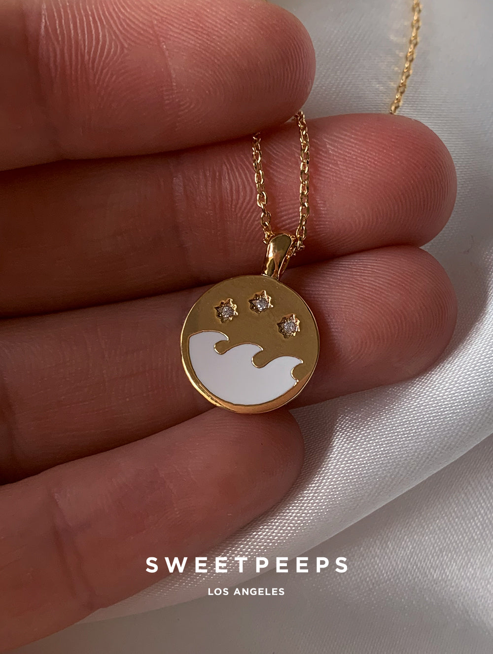 18K White Waves Necklace