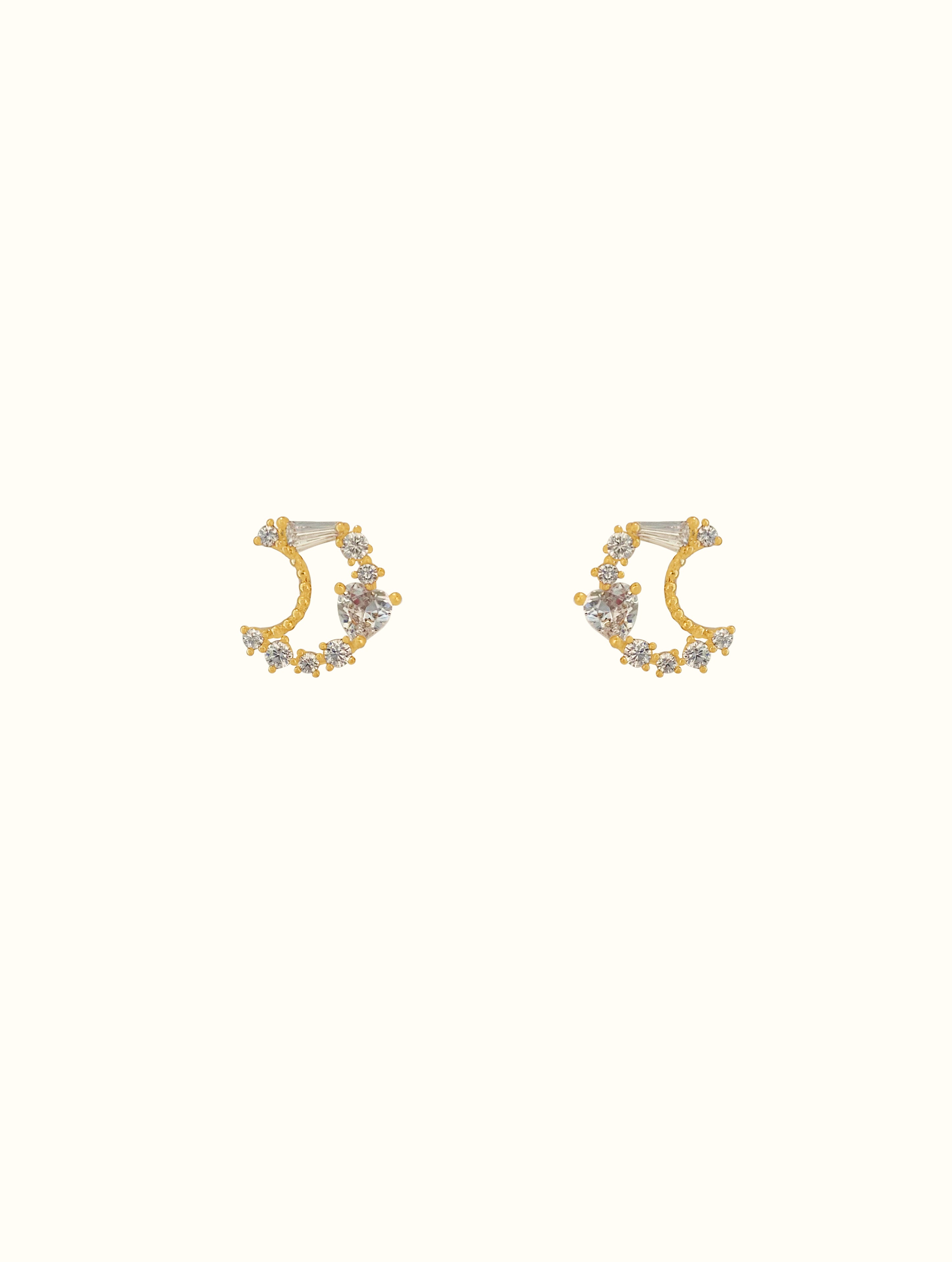 Jewel Encrusted Crescent Studs