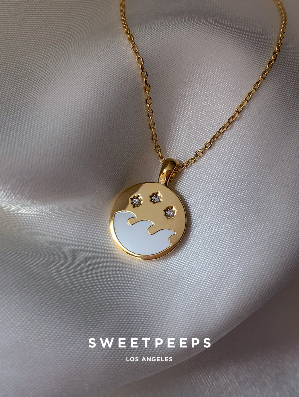 18K White Waves Necklace