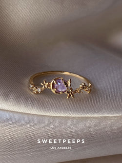 Whimsical Butterfly Moon Ring