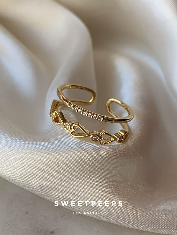 Audrey Hearts Double Band Ring