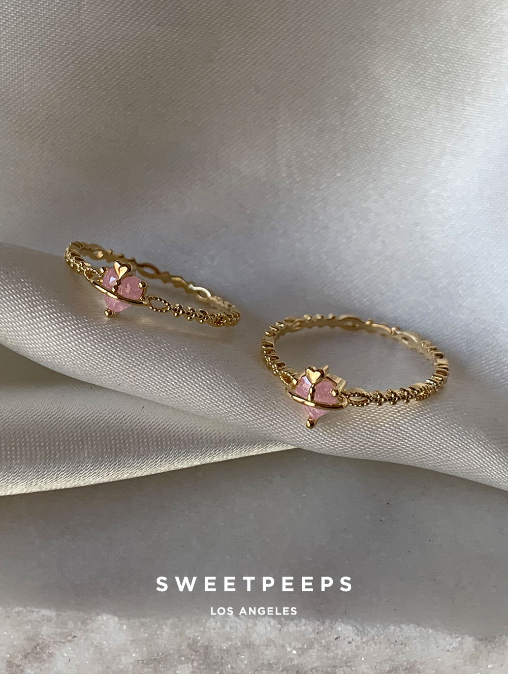 Vanessa Pink Heart Saturn Ring