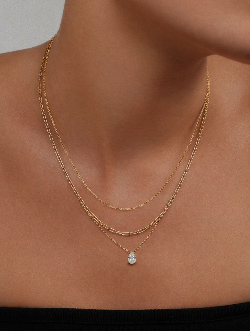 Cassian 3 Layered Teardrop Necklace