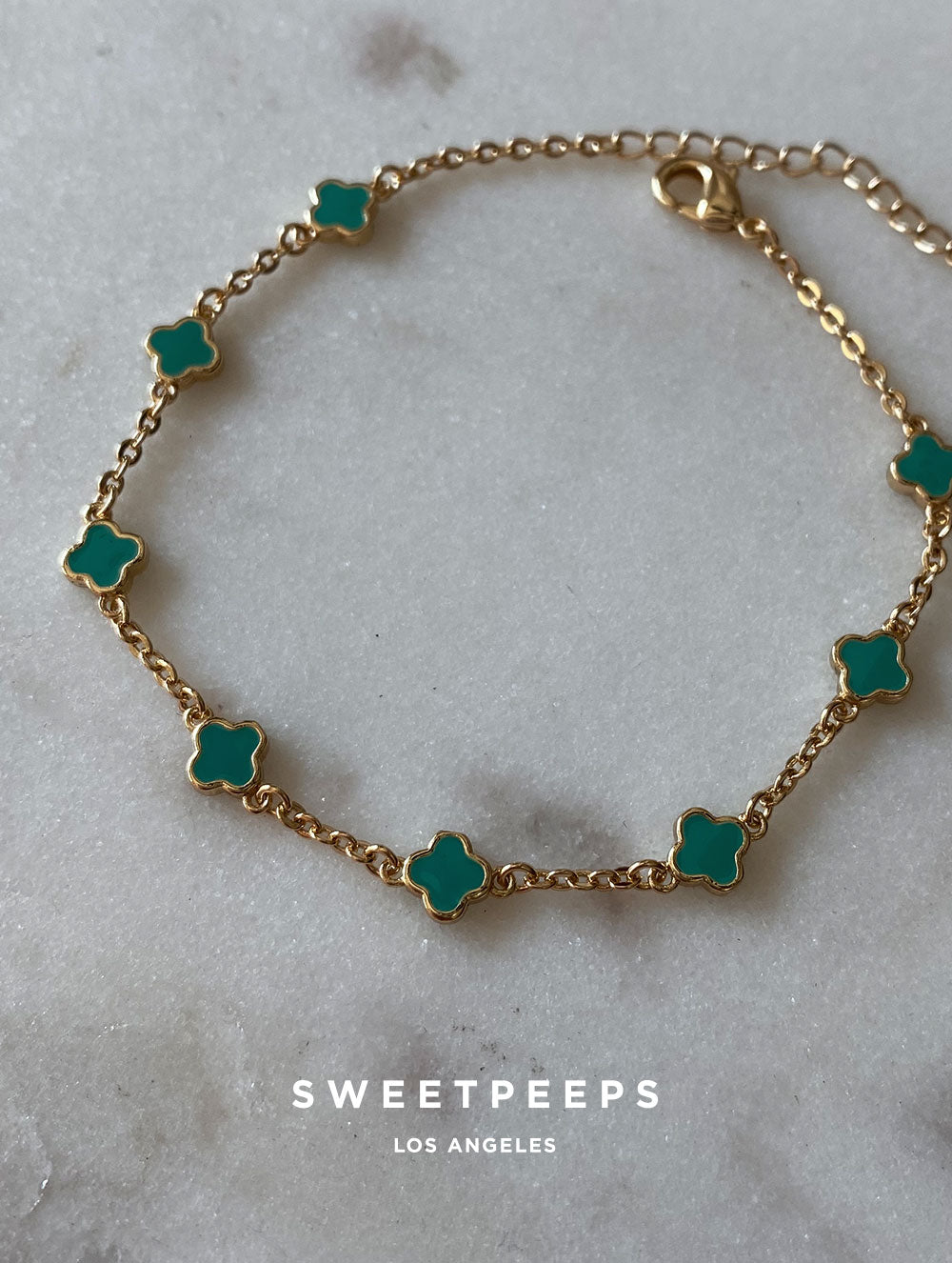 Green Tiny Clovers Bracelet
