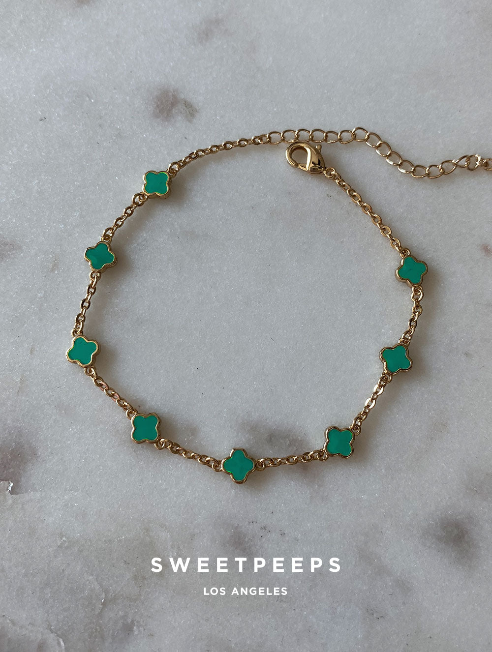 Green Tiny Clovers Bracelet
