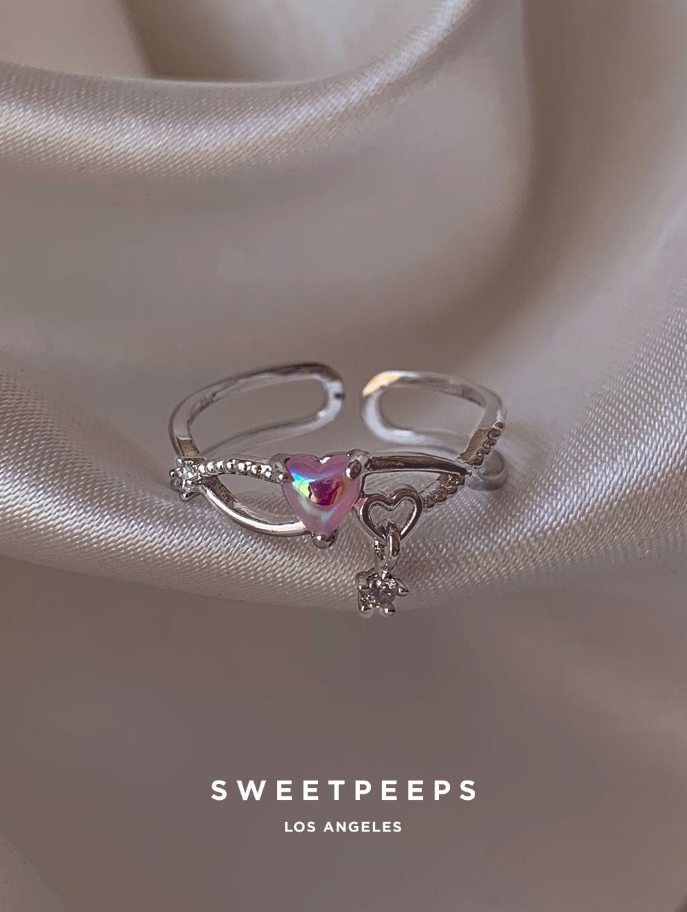 Colton Galaxy Heart Ring - Silver