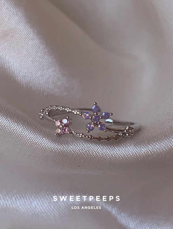 Cressida Twin Flowers Ring - Silver