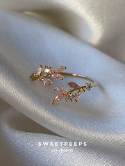 Lucinda Pastel Pink Leaf Ring