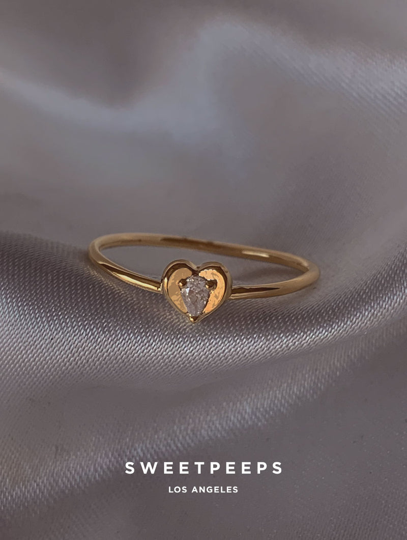 Sable Folded Heart Ring